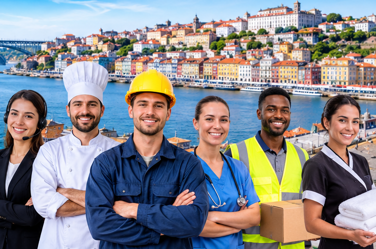 Workers from different professions exploring employment opportunities in Portugal