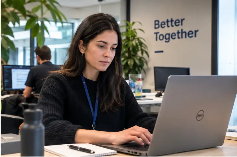 Professional working in a modern office in Portugal